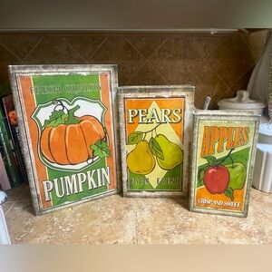 Distressed storage farmhouse look kitchen book sturdy set apple pear pumpkin